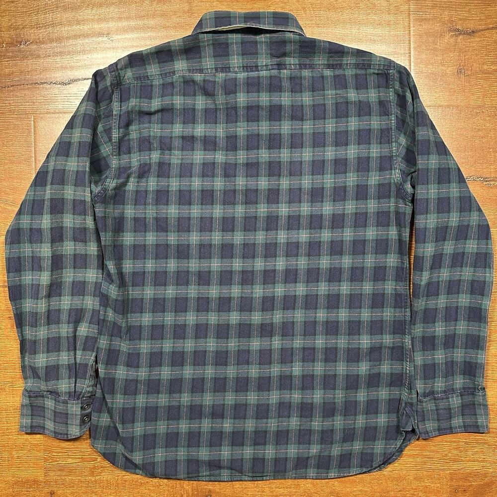 Rag & Bone Workwear Flannel Shirt Mens L Green Tartan Plaid Retro Nature Cotton - Picture 2 of 10